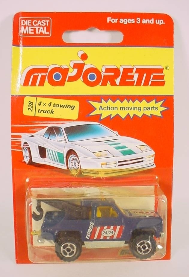 Majorette Blue Depanneuse 4×4 Chevrolet Tow Truck # 228 1:62 France
