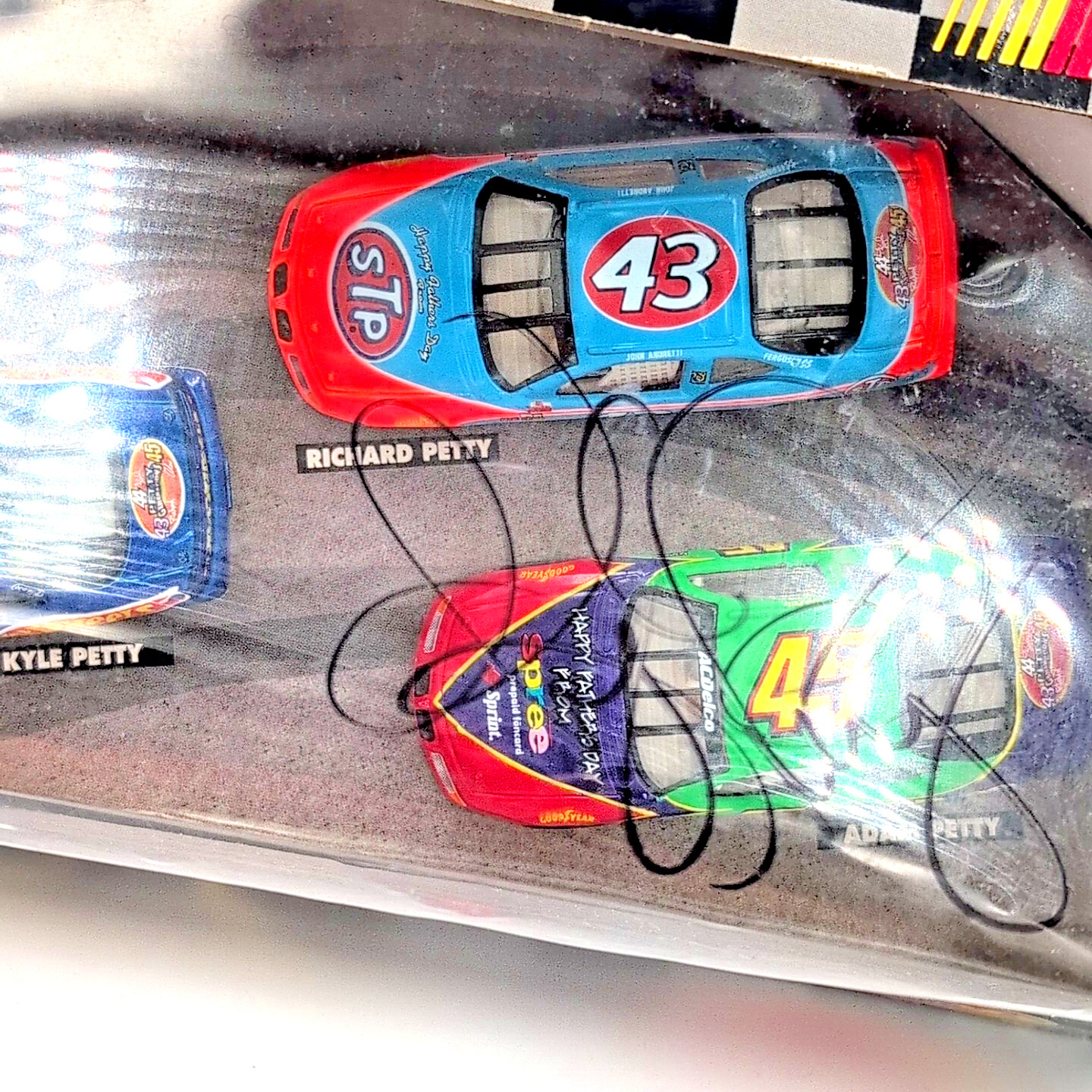 Autographed 1998 Hot Wheels Petty Generations 3 Car Set Richard, Kyle, & Adam