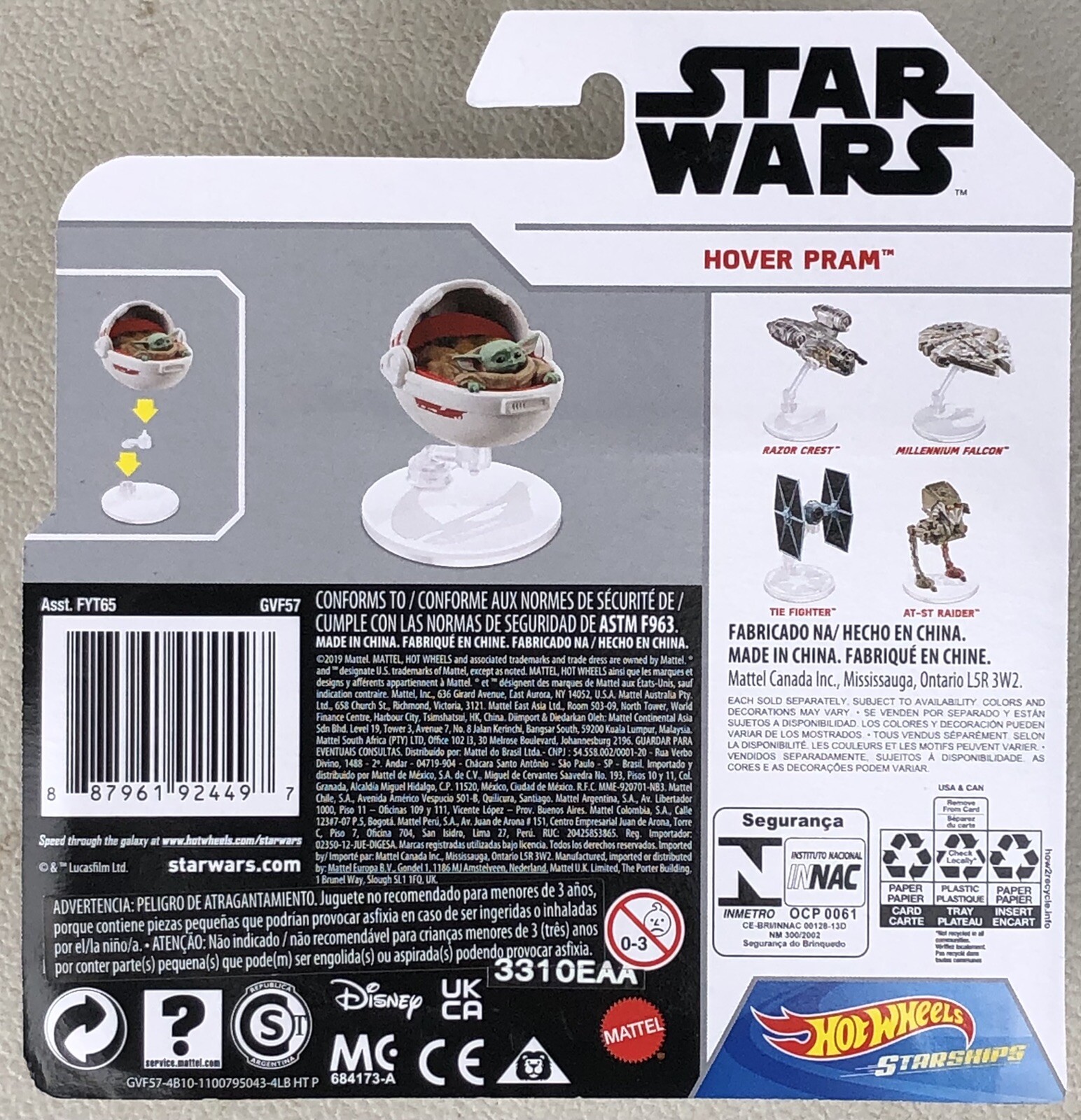 Hot Wheels Star Wars Starships Razor Crest & The Child Hover Pram Diecast Set