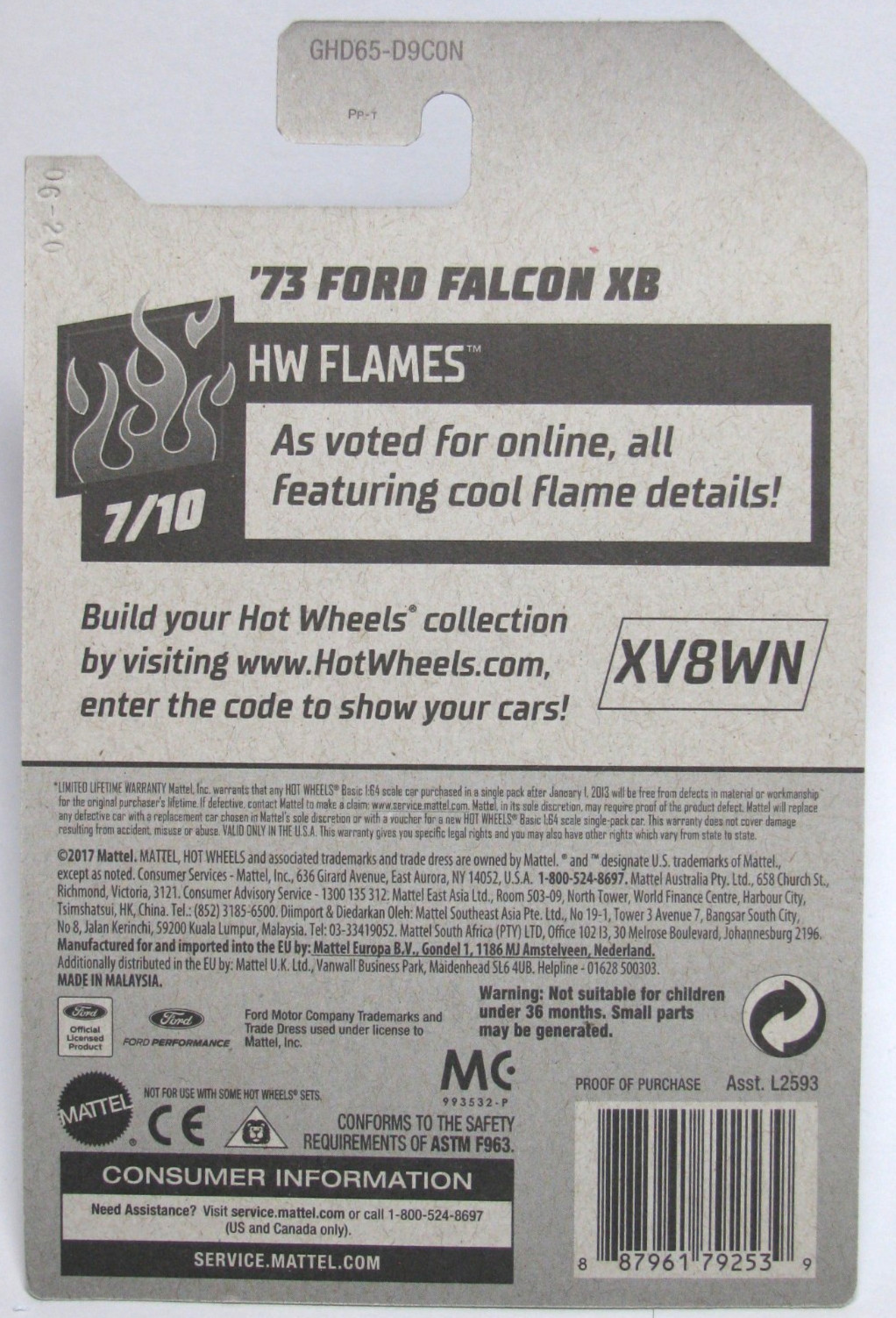 2018 Hot Wheels HW Flames Green ‘73 Ford Falcon XB FTE Wheels