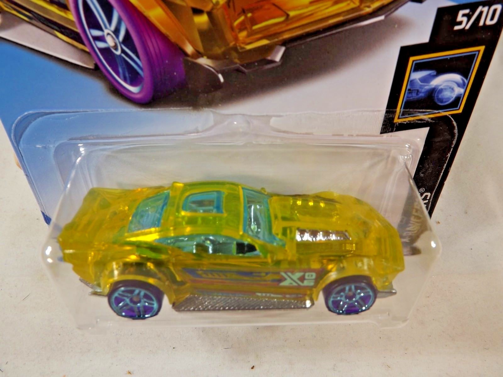 2018 Hot Wheels #177 X-Raycers 5/10 DRIFT ROD Transparent Yellow w/Blue Pr5Spoke