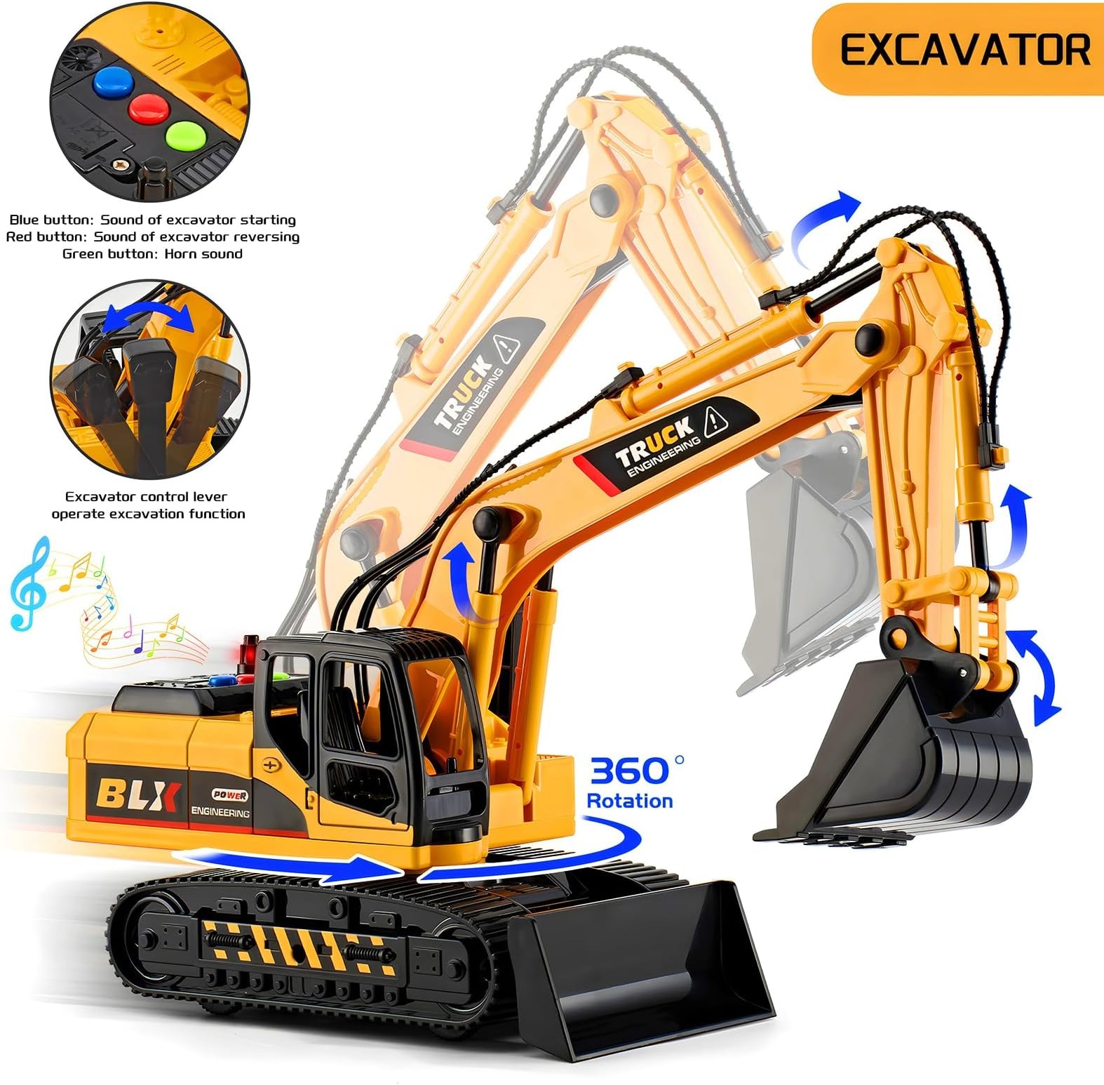 LerBao 2 Pack Large Construction Engineering Truck Toys,Moveable Claw Excavat…