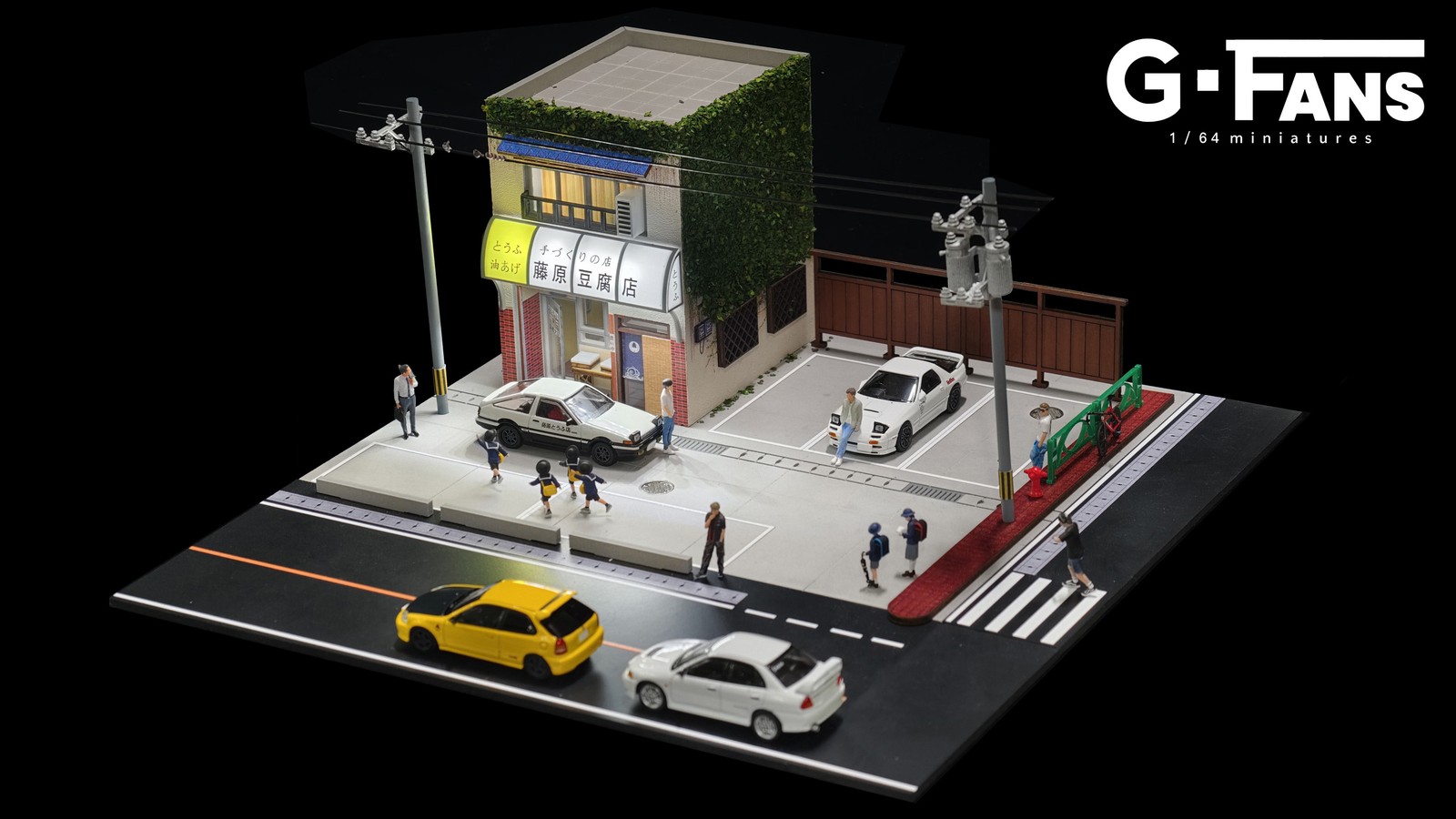 1/64 Diorama Model Car Garage Model LED Lighting City Building Scene Model Toy