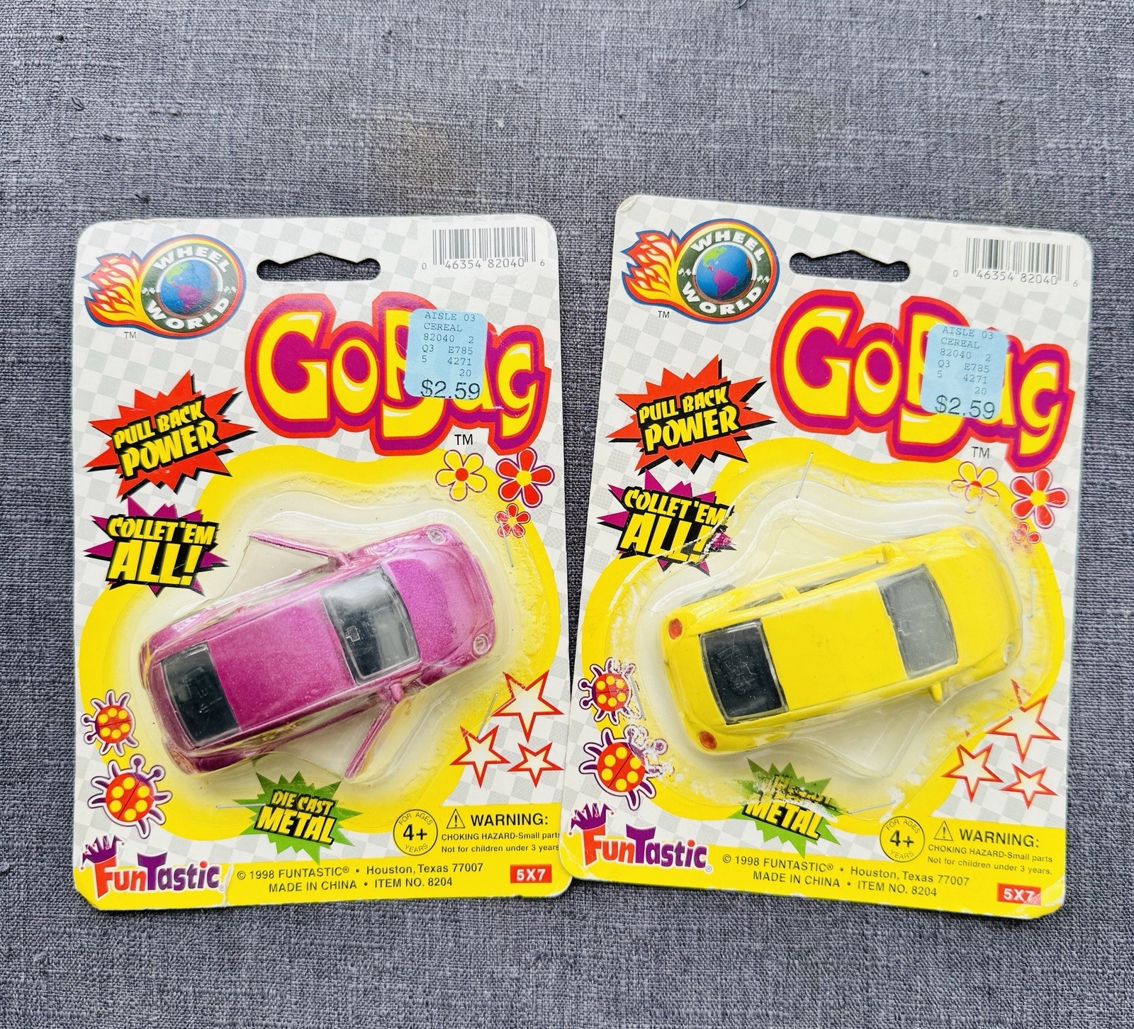 Funtastic Wheel World Friction Powered Volkswagen Beetle Bug Lot of 2 Wind Ups