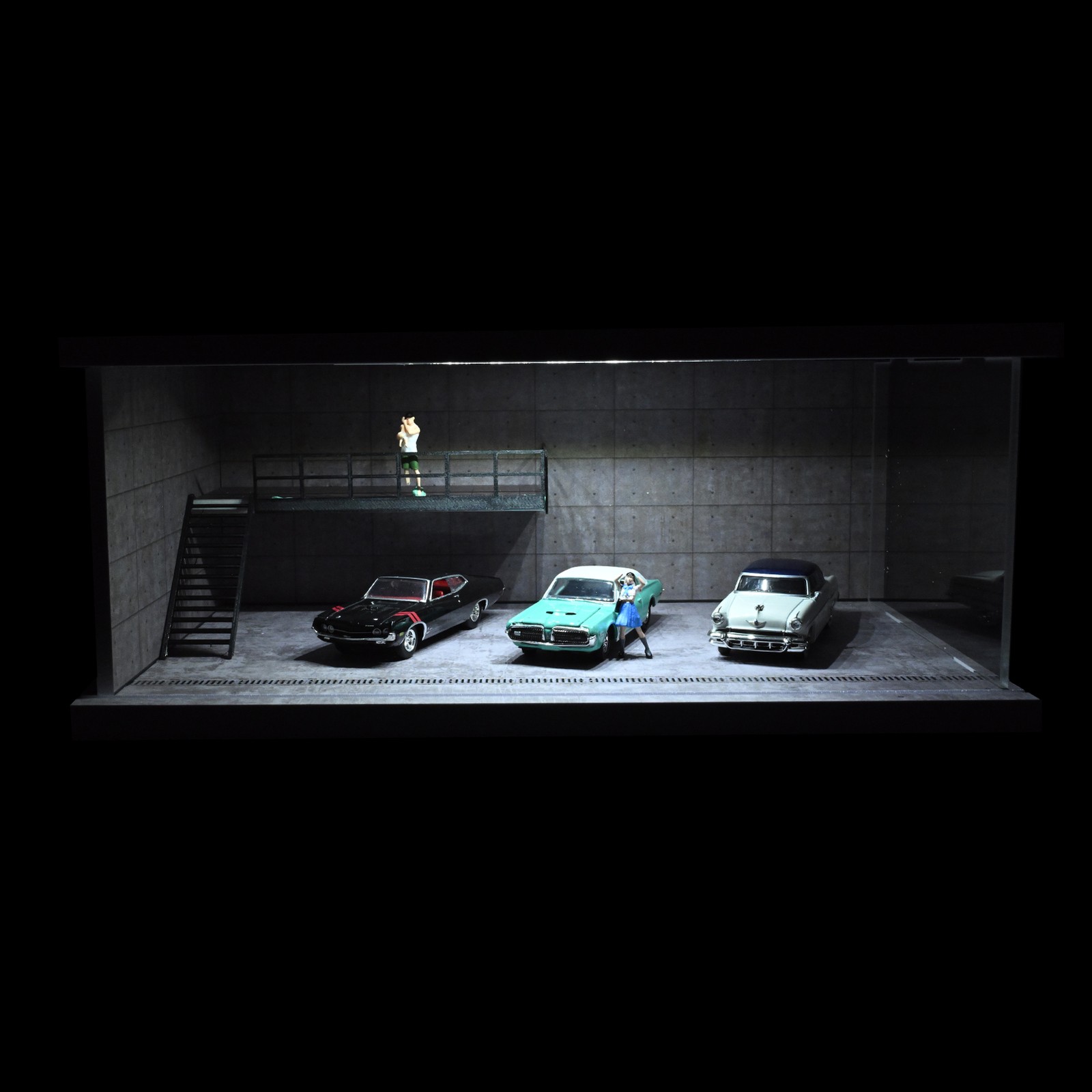 Diorama 1/64 Car Showroom Model LED Lighting Car Garage Backdrop Scene Model Toy