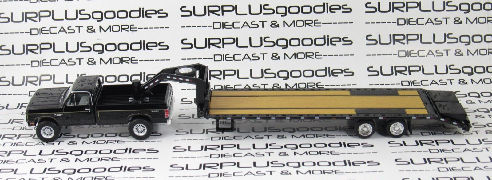 Greenlight Black 1981 DODGE RAM Power PROSPECTOR Pickup w/Gooseneck Trailer