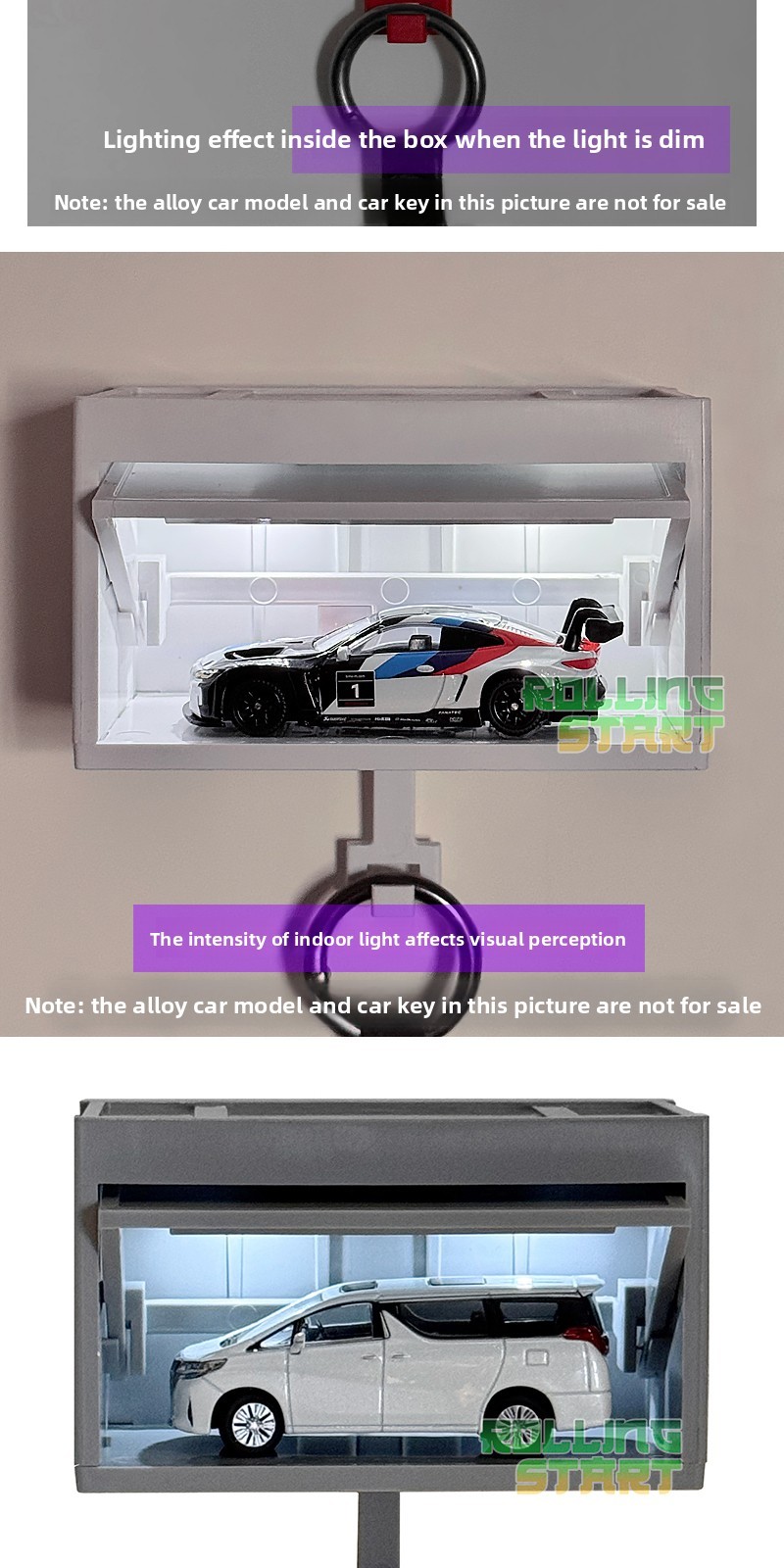 1:64 Diorama Induction Light Garage Model Key Holder Car Key Rack Display Model