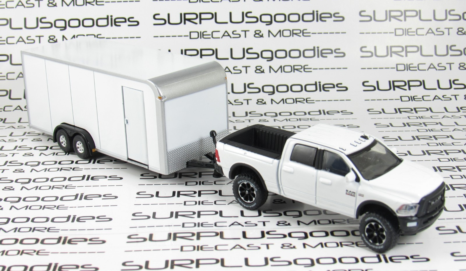 Greenlight LOOSE White 2017 DODGE RAM 2500 POWER WAGON w/White Enclosed Trailer