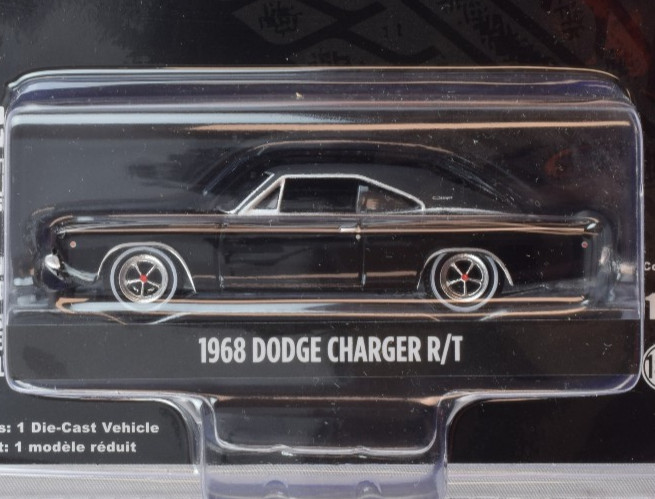 Greenlight Black 1968 Dodge Charger R/T – Hobby Exclusive 1:64 Diecast Car 44724