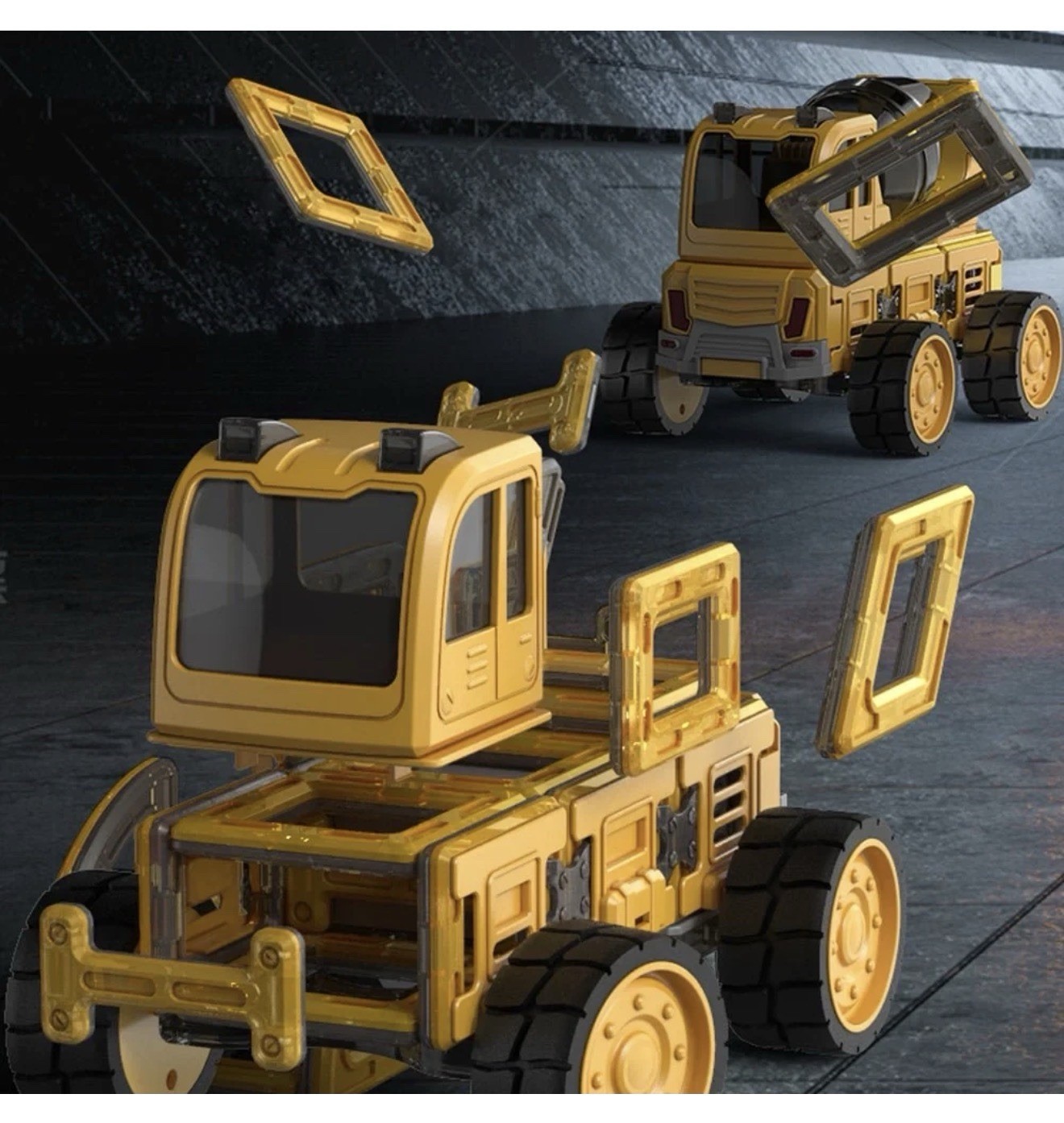 Danbaole Magnetic Truck DIY Assembly Eneineering Vehicle with Music Lights