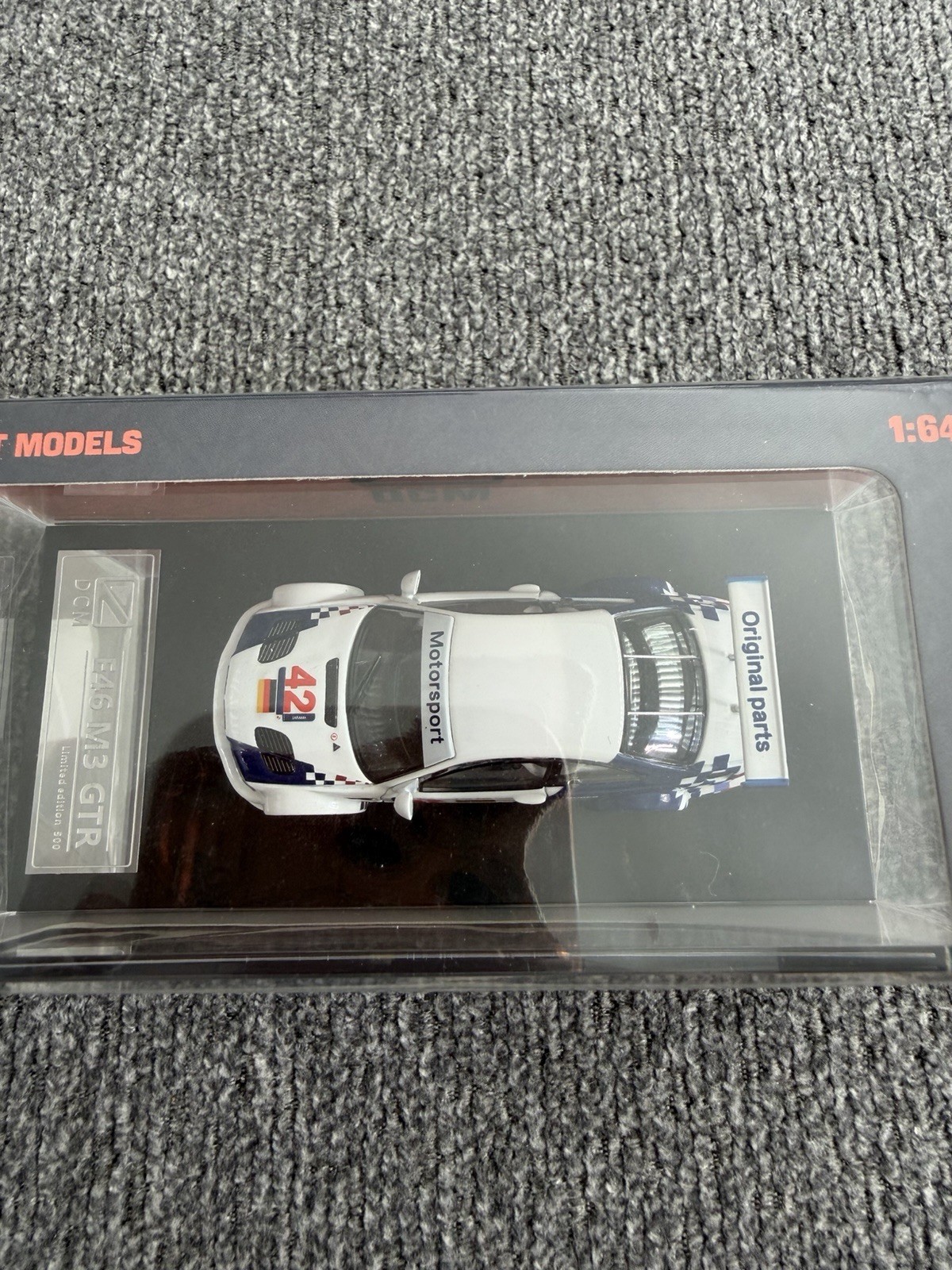 DCM 1:64 White BMW M3 GTR E46 #42 Widebody Sports Model Diecast Display Car