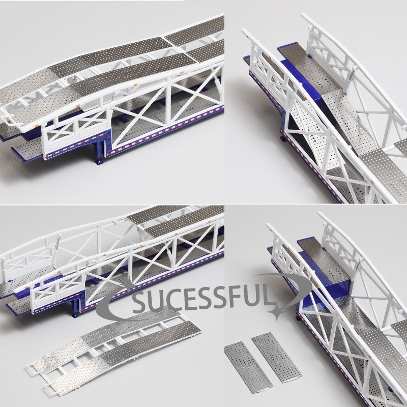 1:64 Extra Long Double Deck Alloy Car Transporter Trailer Model
