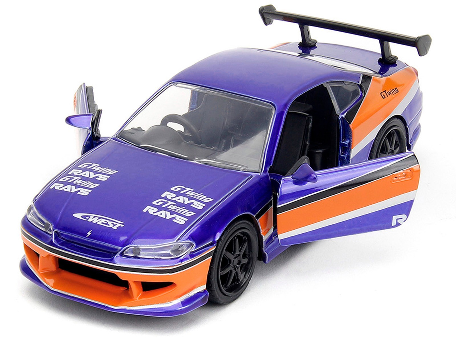 2001 NISSAN SILVIA S15 RHD BLUE “FAST & FURIOUS” 1/32 DIECAST CAR BY JADA 34446