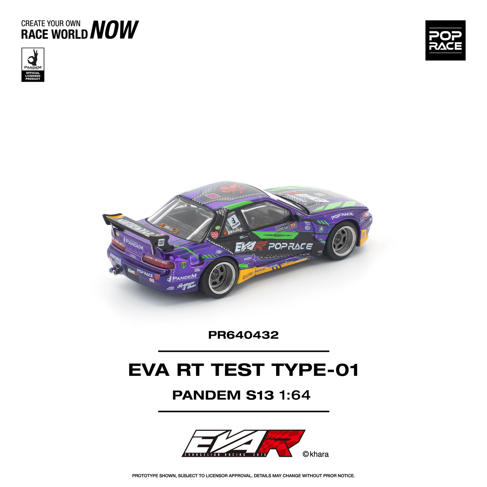 1:64 Nissan S13 Silvia PANDEM — Purple EVA RT TEST TYPE-01 — Pop Race