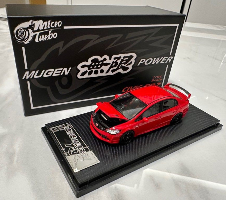 MT 1/64 Metal HONDA CIVIC FD2 MUGEN RR W/Interior/Engine Model Car -RED-