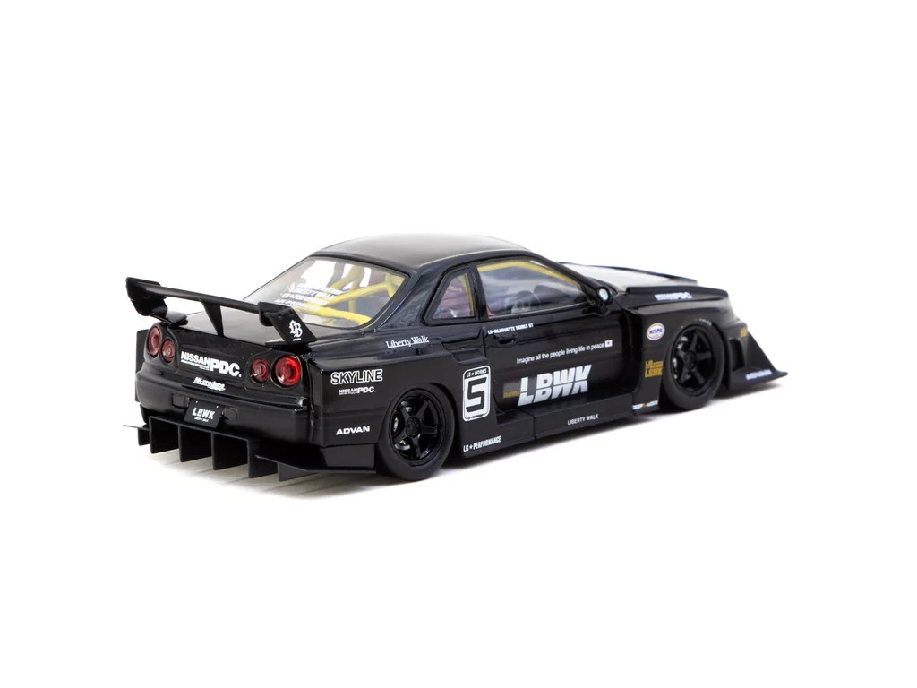 Tarmac Works 1:43 Liberty Walk LB-ER34 Super Silhouette SKYLINE Black
