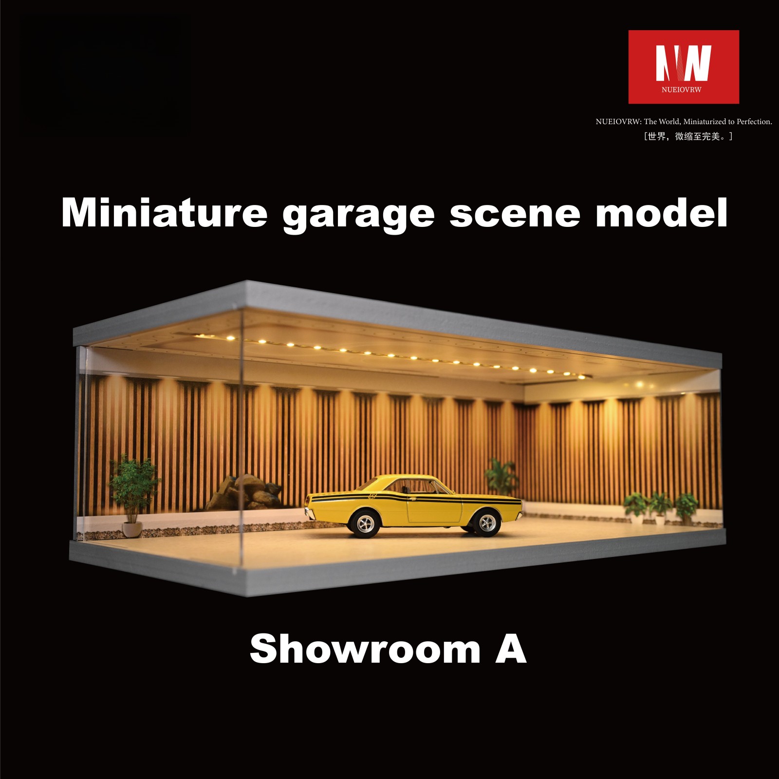 Diorama 1/64 Car Garage Model LED Lighting City Parking Lot Scene Model Gift Toy