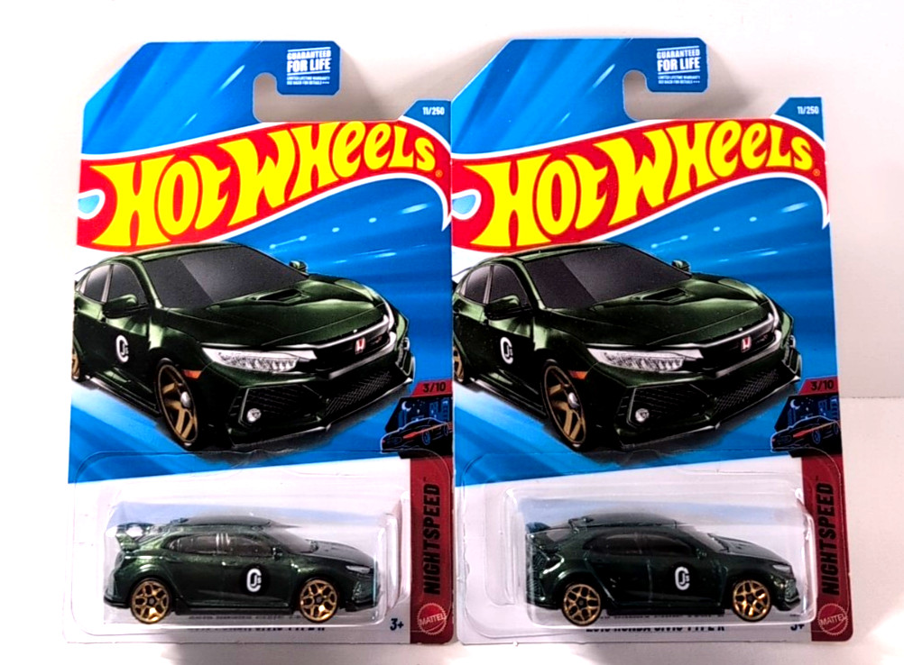 Hot Wheels 2026 F Case 2018 Honda Civic Type R #3/10 Nightspeed Dark Green x 2