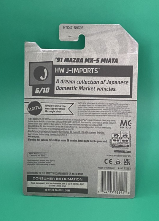 Hot Wheels ’91 Mazda MX-5 Miata 120/250 – J-Imports 6/10 Unopened Package!