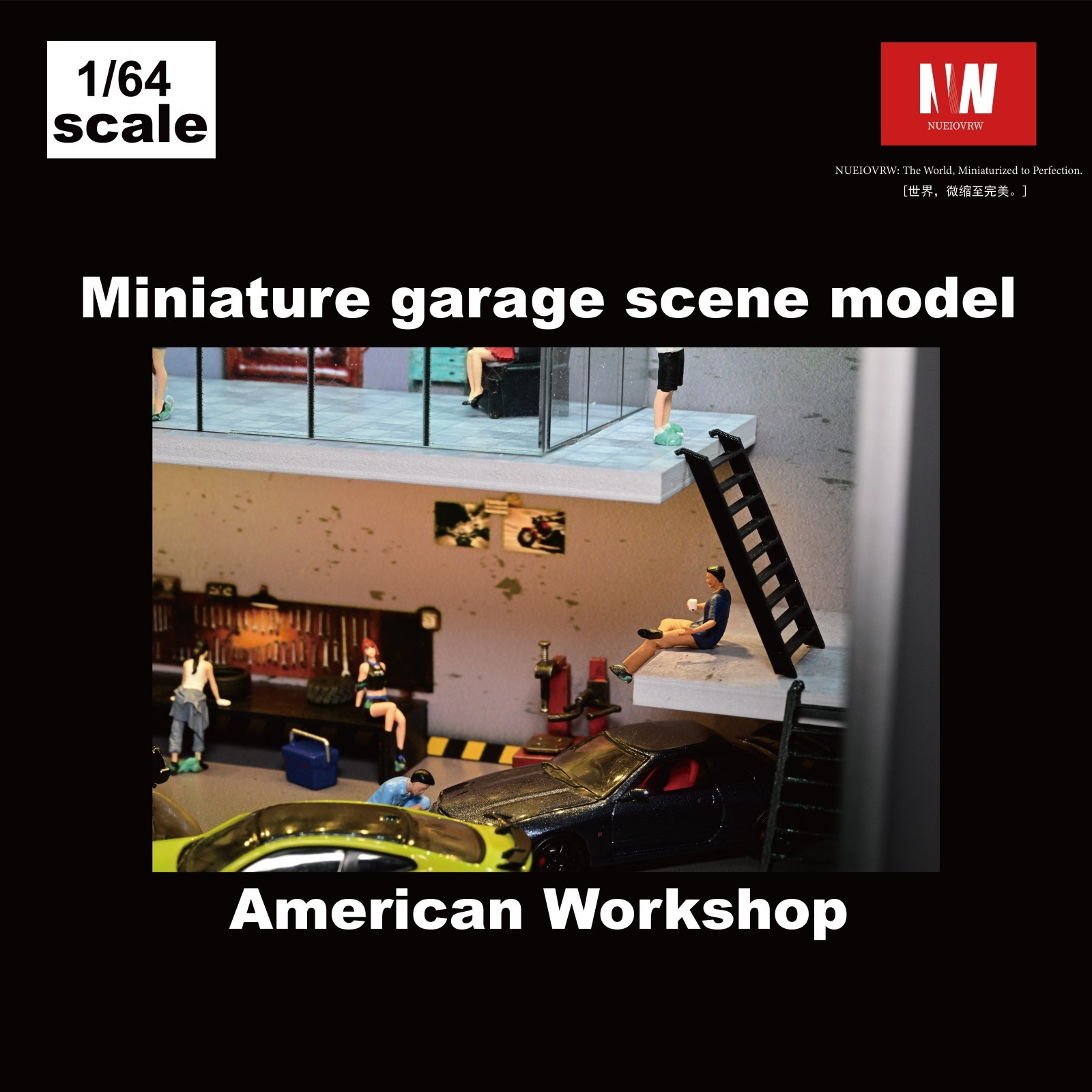 Diorama 1/64 Diecast Car Garage Model LED Lighting Parking Lot Display Case US