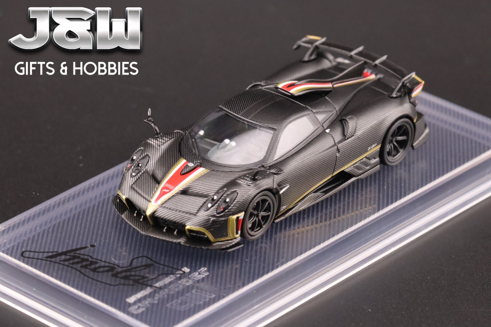 CM Model Pagani Imola Full Dry Carbon Black with Gold Trim 1/64