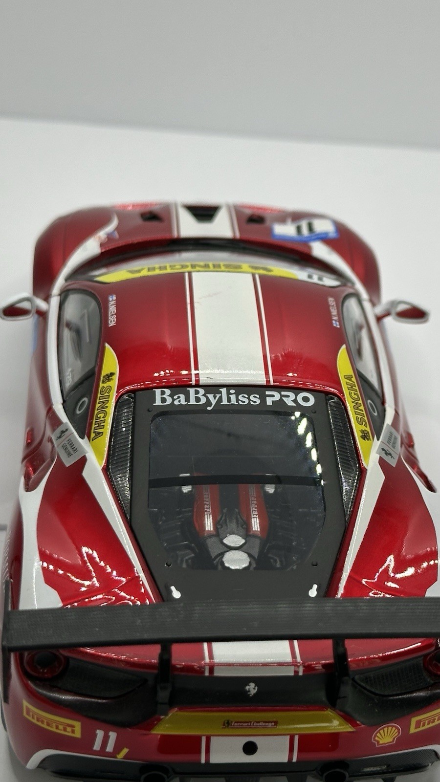 Bburago 1/24 Scale Ferrari 488 Challenge #11 Candy Red with White Accents 26308