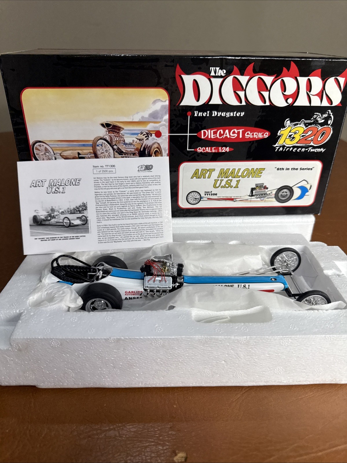 1320 THE DIGGERS Art Malone U.S. 1 Fuel Dragster 1:24 SCALE 6th in the Series