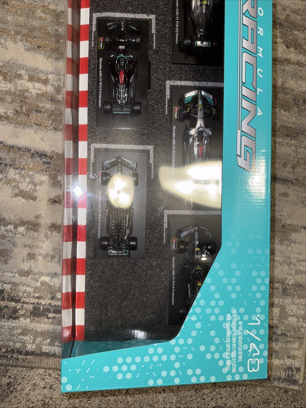 New Burago Mercedes AMG Petronas Racing Formula 1 F1 1:43 Scale Die Cast 6 Pack!