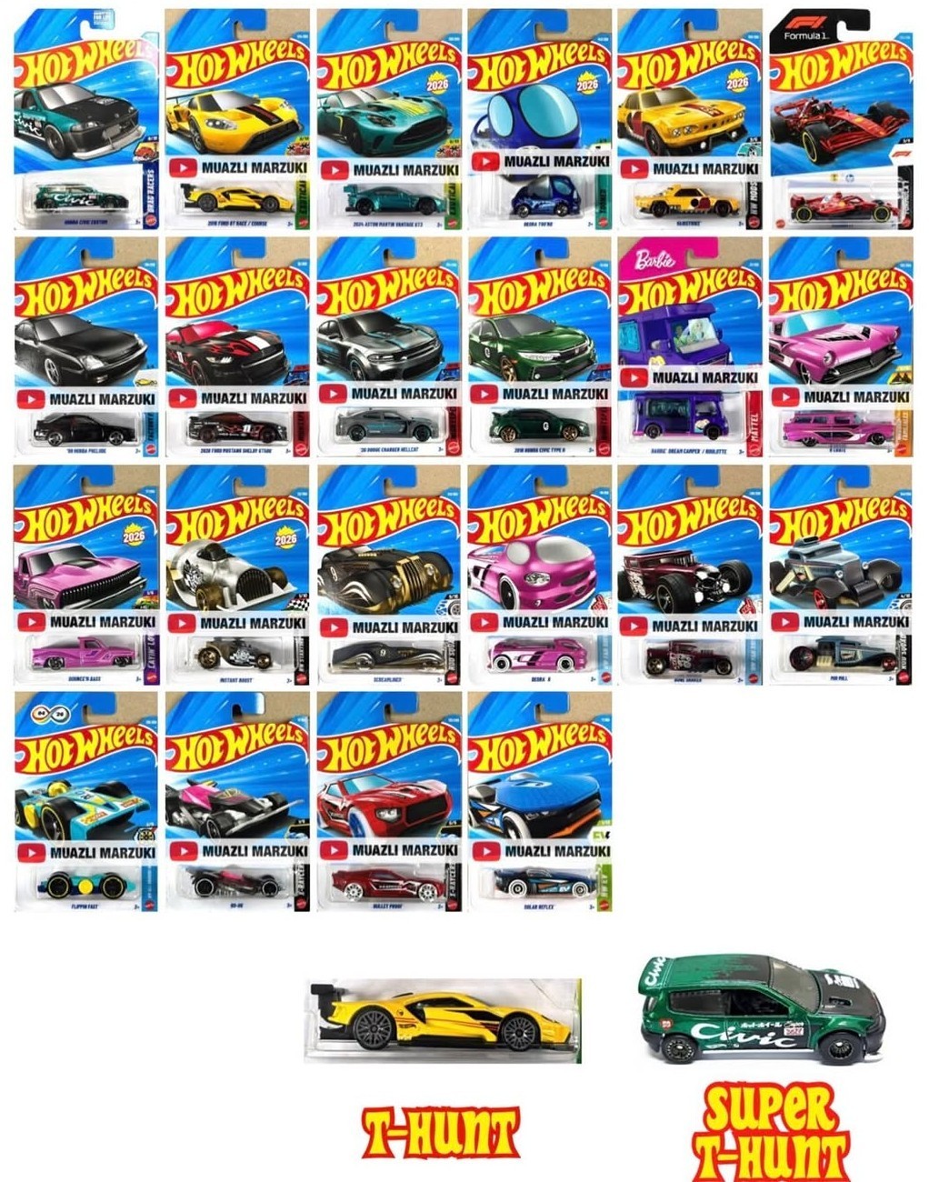 2026 Hot Wheels Complete Set from Mainlines, Treasure Hunt, & Exclusives 1-250