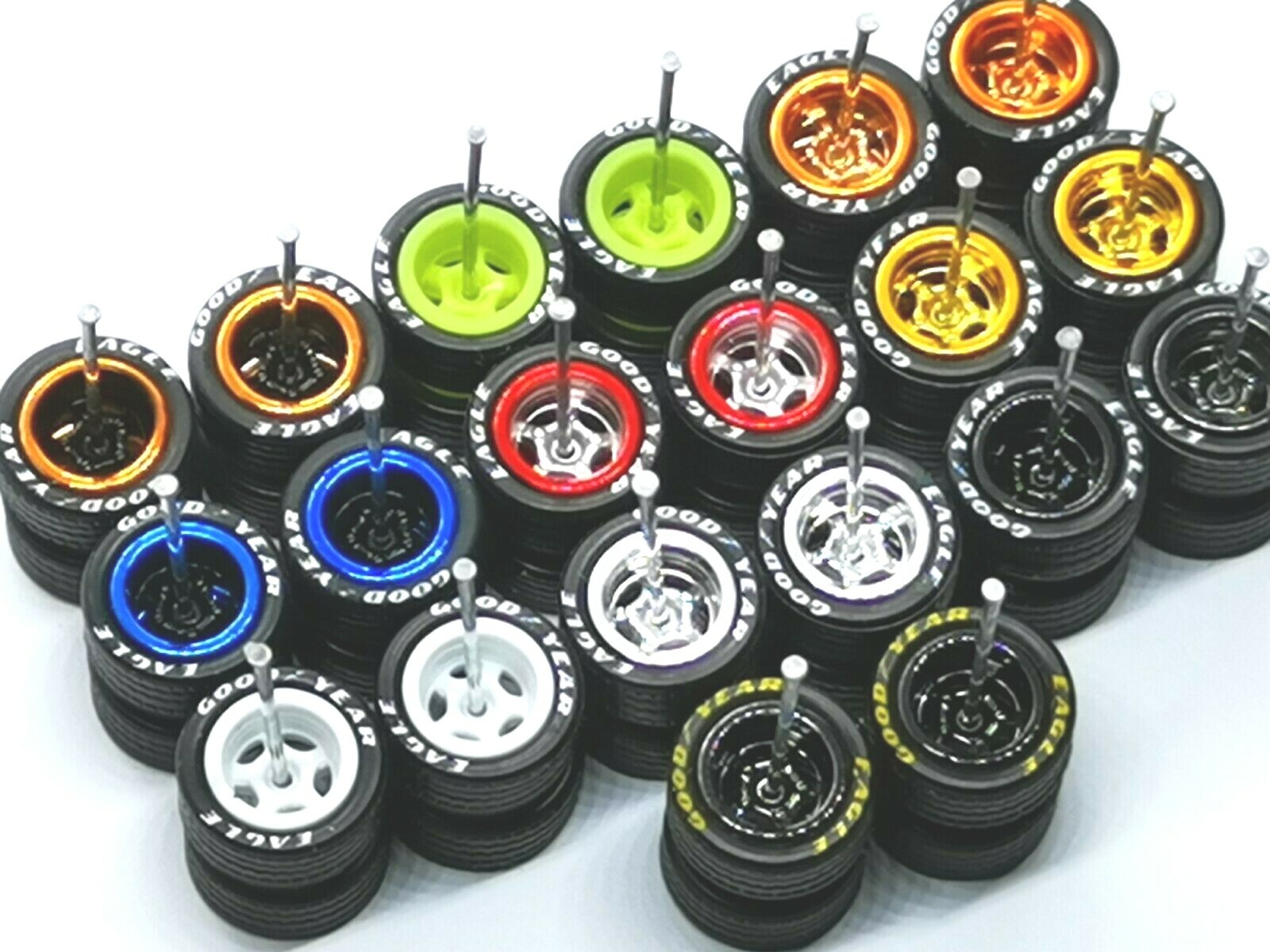 Hot Wheels ✨ GOOD YEAR ✨ 5 SPOKE Rubber Tire 10 sets Mix Colors JDM 10mm 1:64