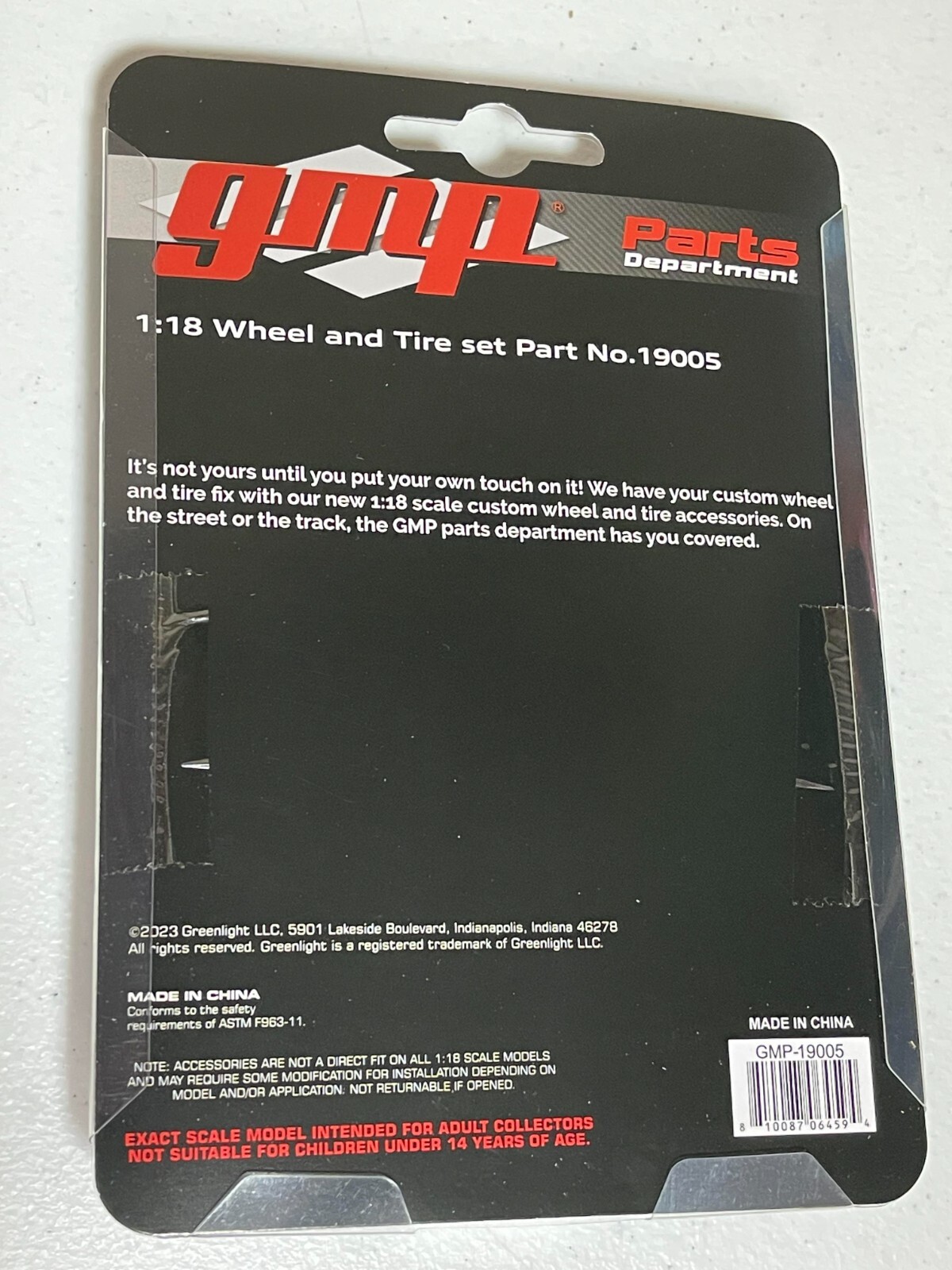 1/18 GMP MUSCLE CAR DEEP DISH 5 SPOKE DRAG WHEELS AND GOODYEAR TIRE SET 19005