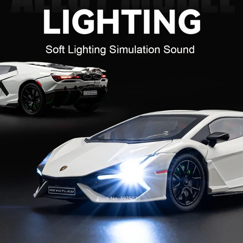 1:24 Lamborghini Revuelto Alloy Diecast-Cool Sound Light Pull-Back Car Toy Gift