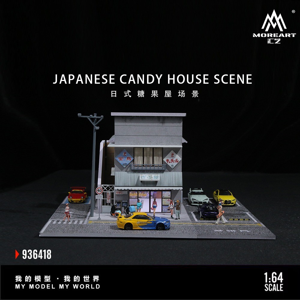 Diorama 1/64 Car Garage Model LED Lighting City Parking Lot Building Scene Model