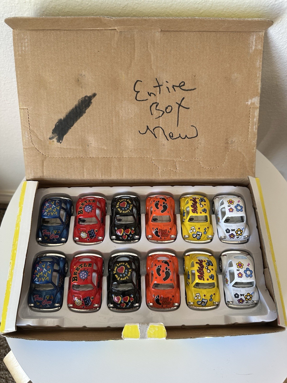Group Of 12 Mini VW Cutely Beetle cars With original Box With 6 Different Colors