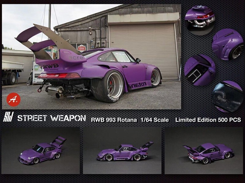 SW1:64 RWB 993 Rotana double wing Purple Model car