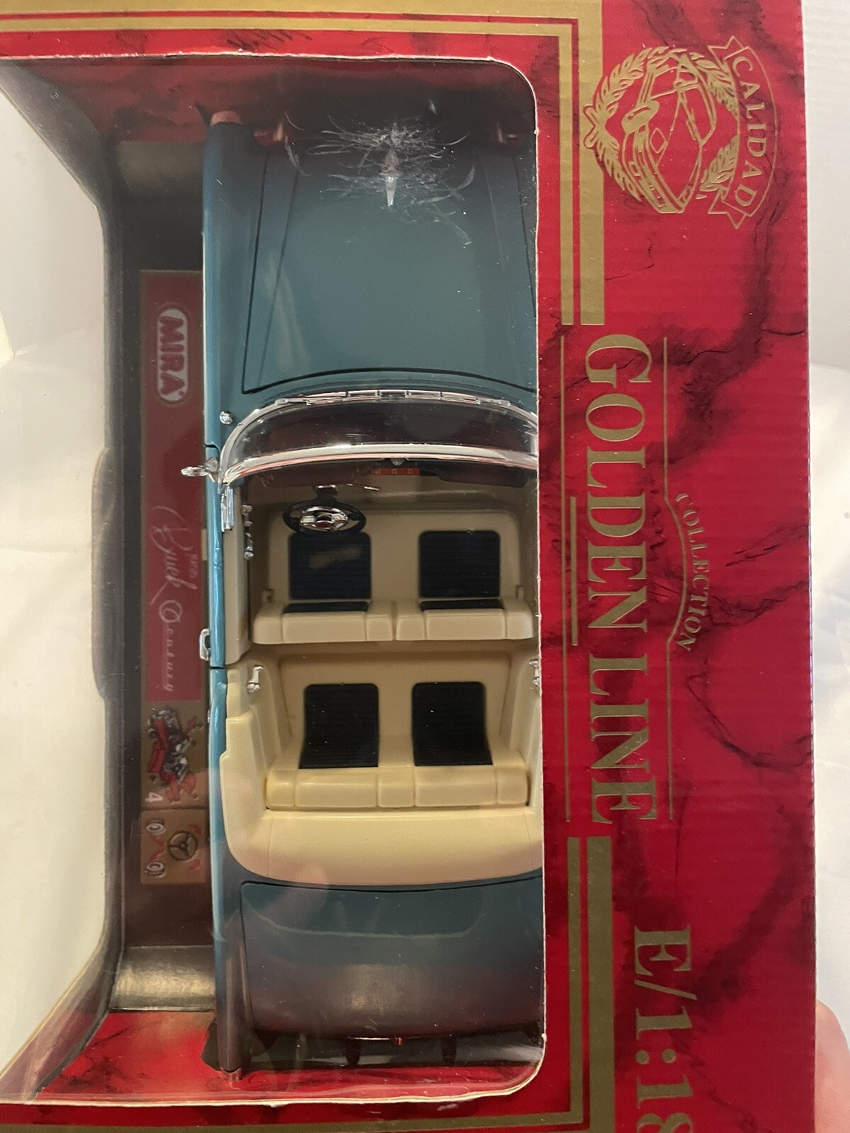 Mira Golden Line 1955 Buick Century Convertible 1:18 Diecast TEAL- Made in Spain