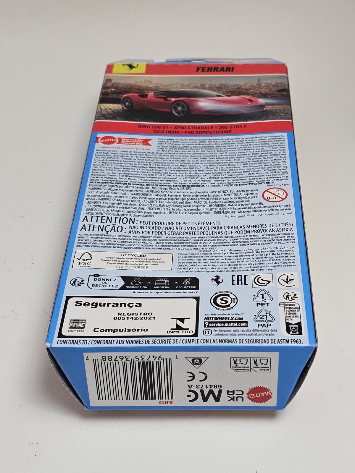 Hot Wheels Ferrari 5-Pack Dino 206 GT SF90 Stradale F40 365 GTB4C 12Cilindri