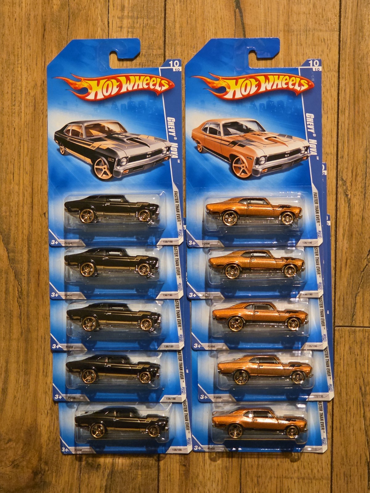 2009 Hot Wheels Lot Of 10 Chevy Nova Faster Than Ever Black & Copper