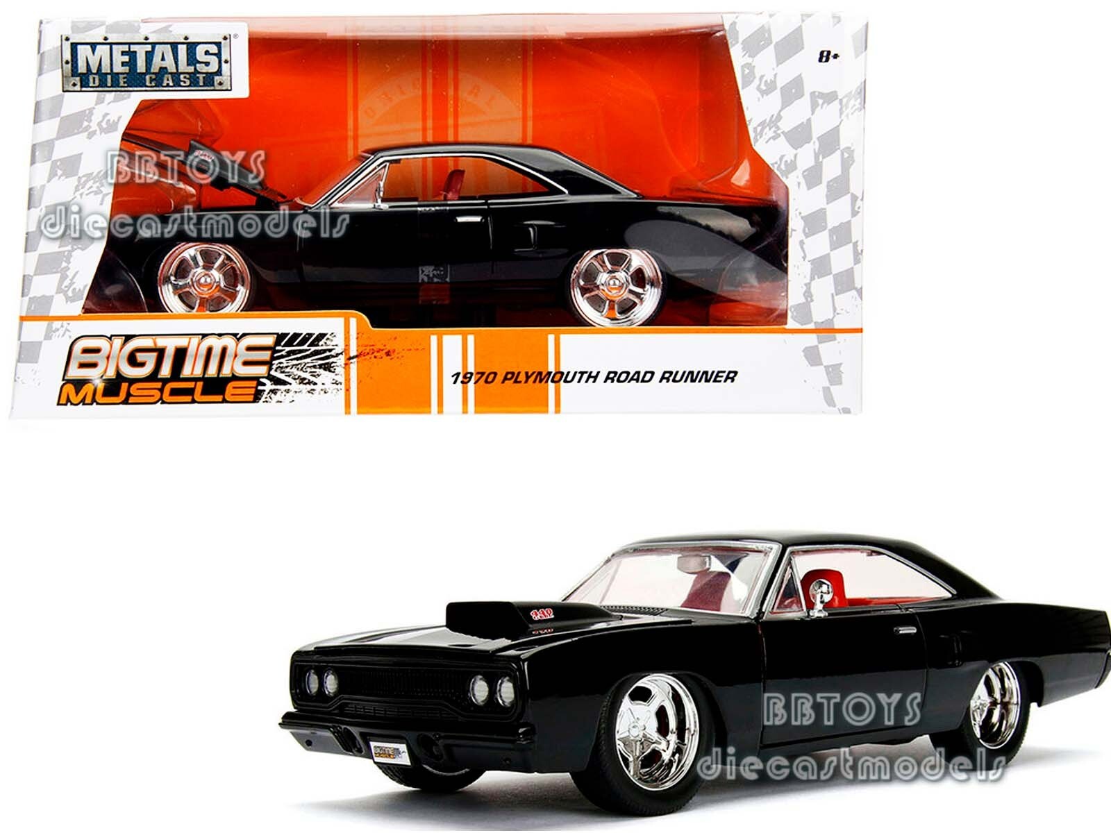 1970 PLYMOUTH ROAD RUNNER 440 BLACK 1/24 DIECAST MODEL CAR BY JADA 99581
