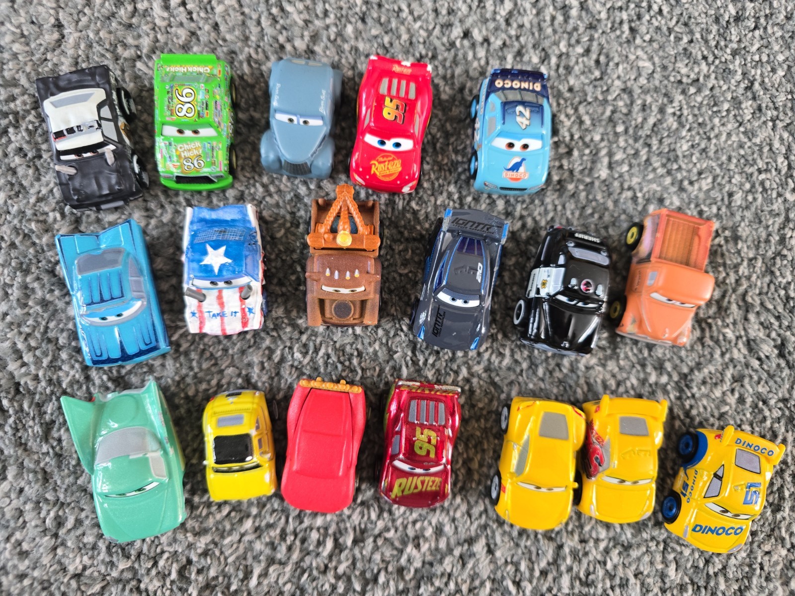 Disney Pixar Cars Mini Racers Lot Of 18 No Duplicates