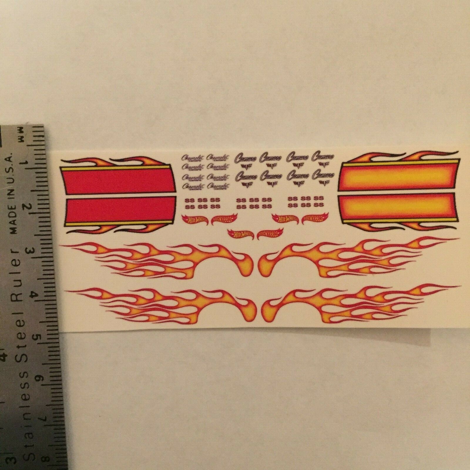Clear 1:64 Waterslide Decal for 67 Camaro Red Flames