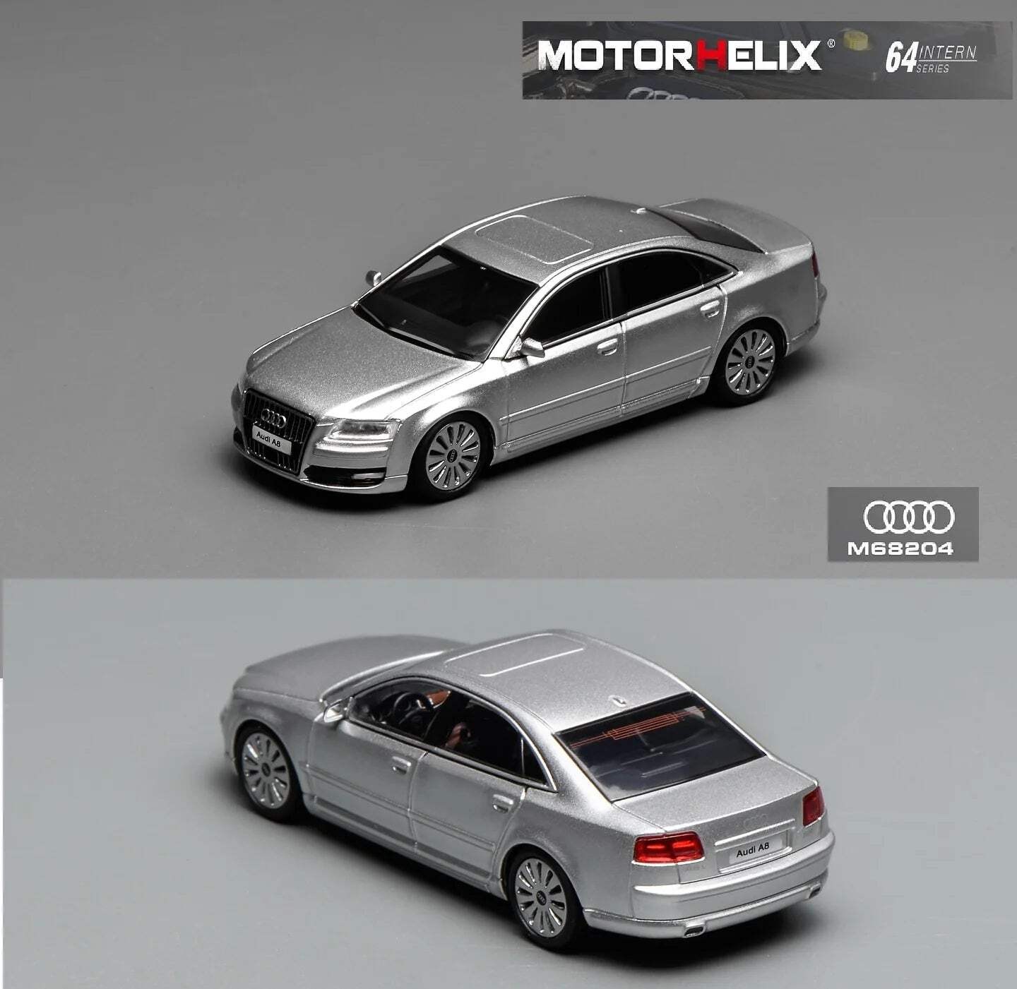 Motorhelix Intern Series 1/64 Audi A8 (D3) Facelift 2008 Ice Silver Metallic