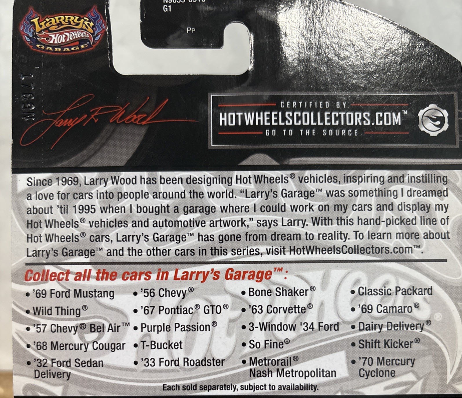 2009 Hot Wheels Larry’s Garage 11/20 3-Window ’34 Ford Red Real Riders
