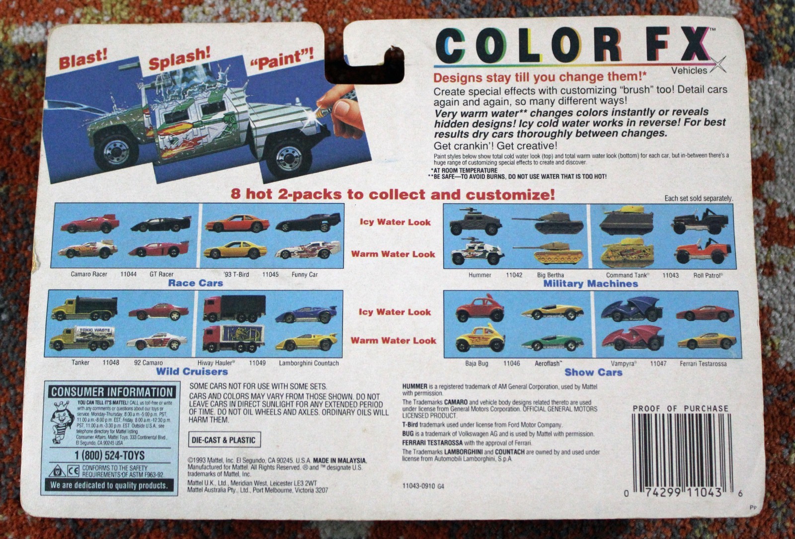 Mattel Hot Wheels1993 Color FX Military Machines #11043