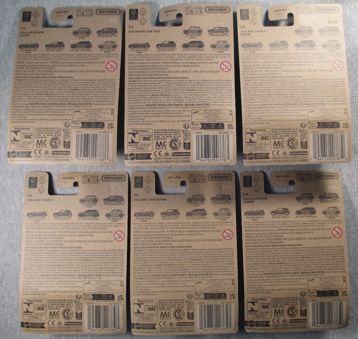 2023 Mini Cooper Series Set of 6 – Sealed die cast – Matchbox