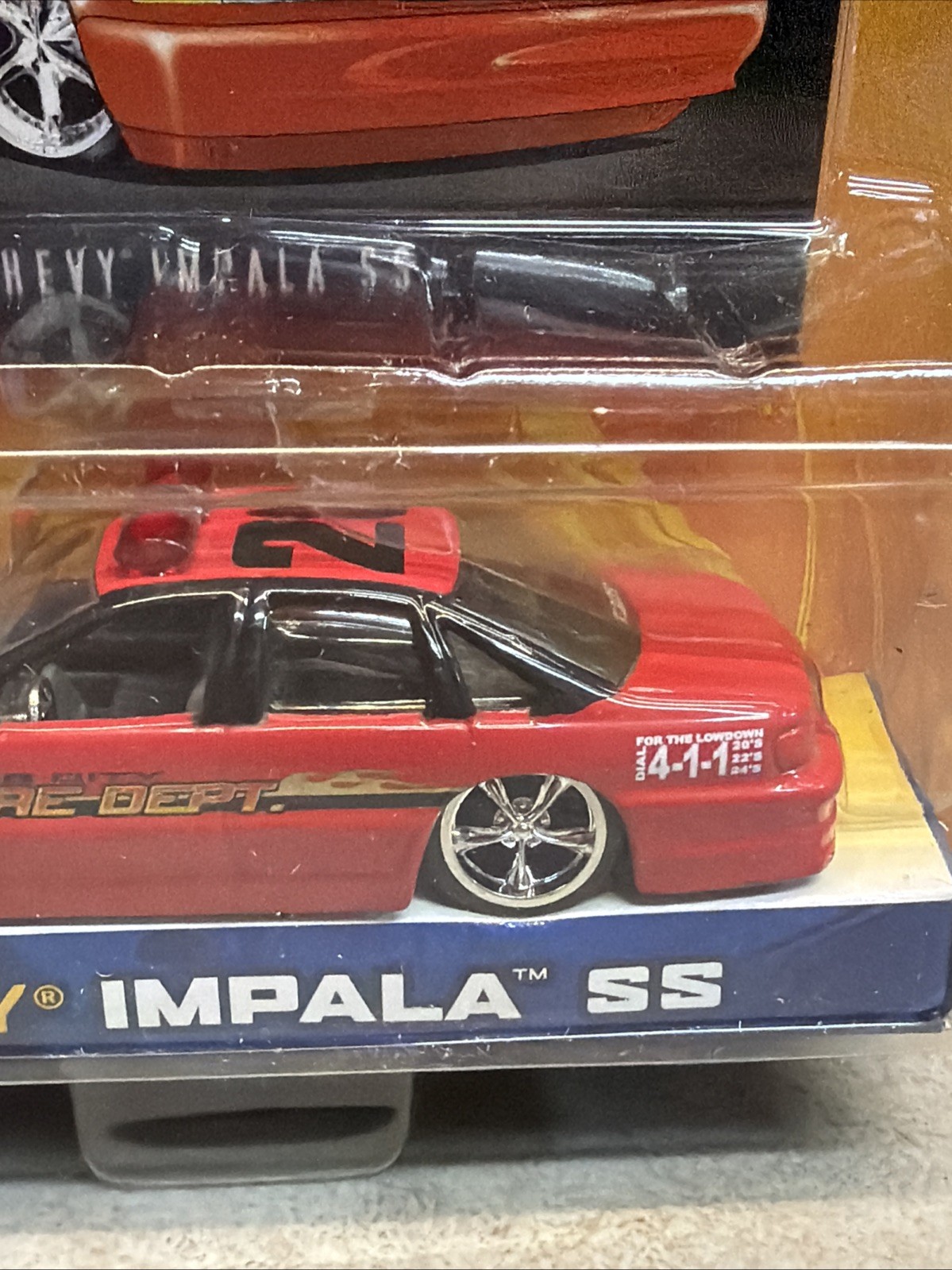 2003 Jada 1:64 Dub City Fire Dept Chevy Impala SS #035 – Red – Diecast – New