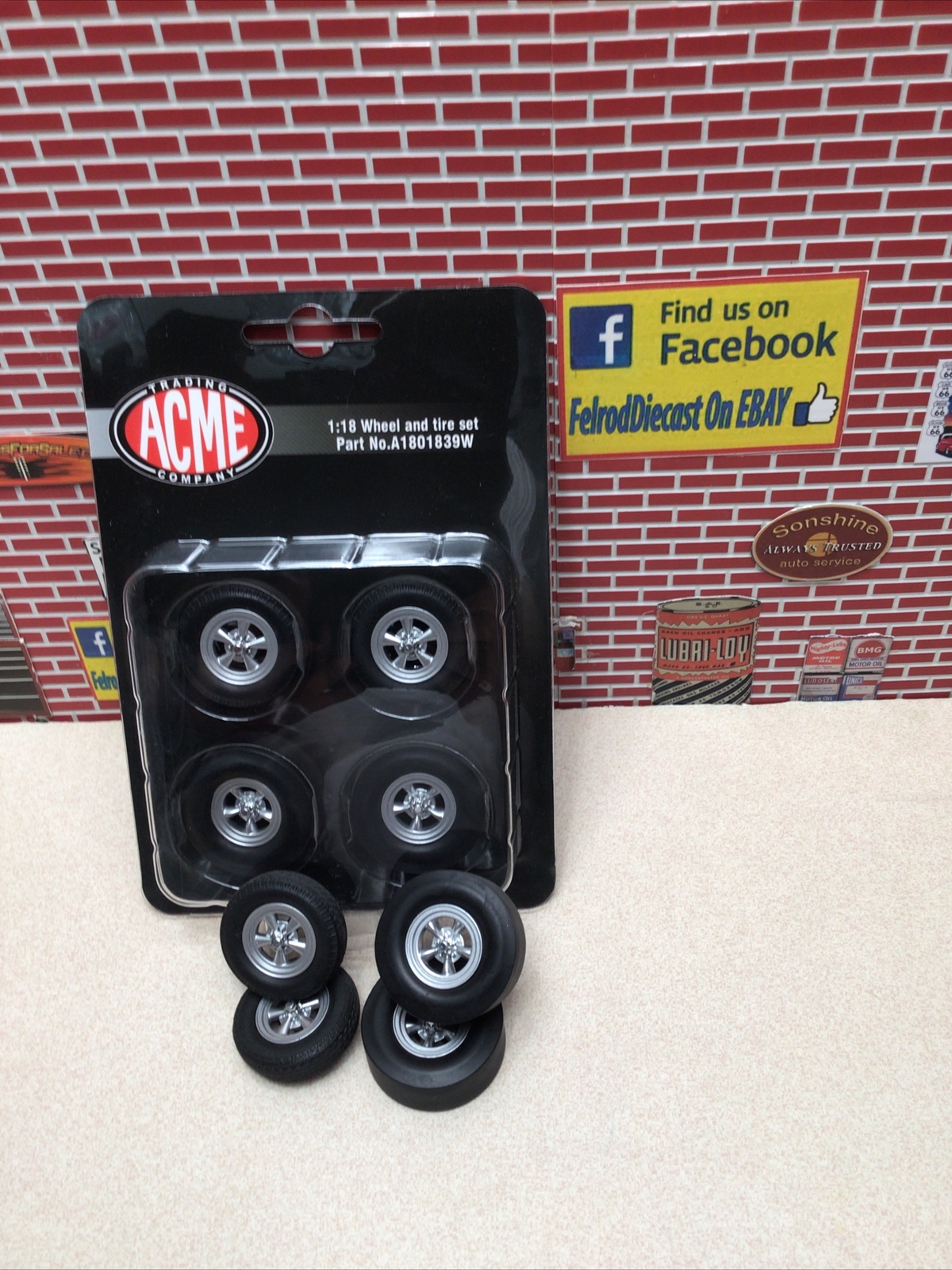 1/18 ACME Drag Wheel and Tire Set From A/FX 1965 Tasca Ford Mustang A1801839W