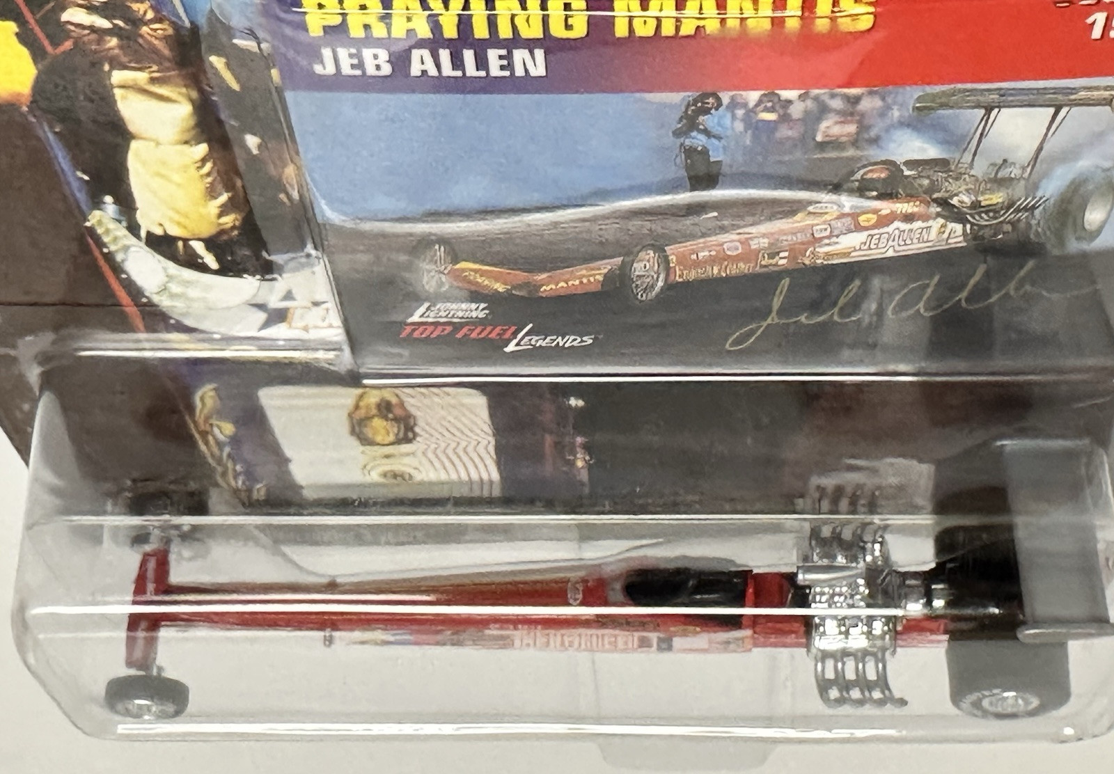 JOHNNY LIGHTNING NHRA LEGENDS ~JEB ALLEN PRAYING MANTIS 1974 TOP FUEL DRAGSTER~