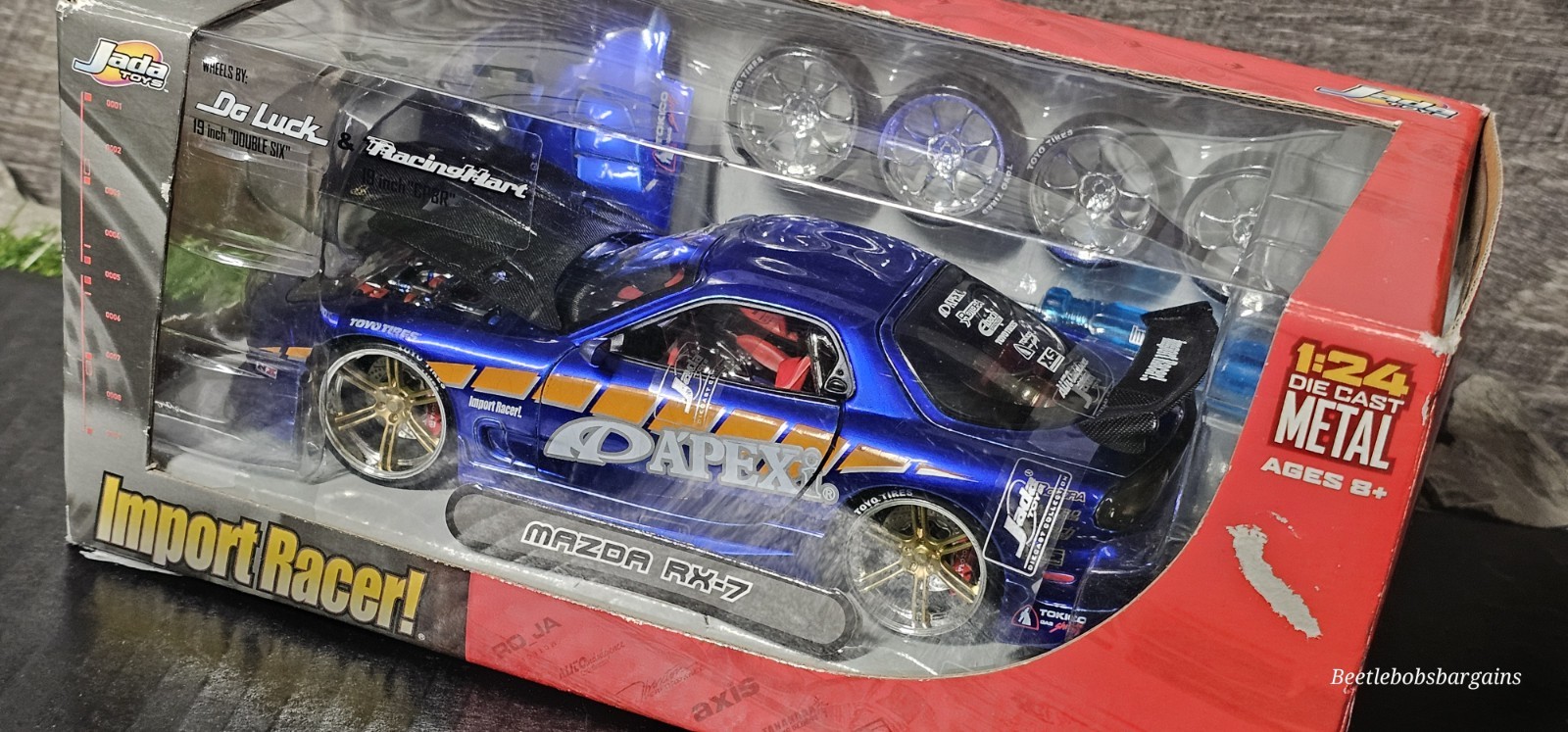 Vntg 2003 Jada Import Racer Mazda RX-7 Apex 1:24 Diecast Blue Rare Car NISB