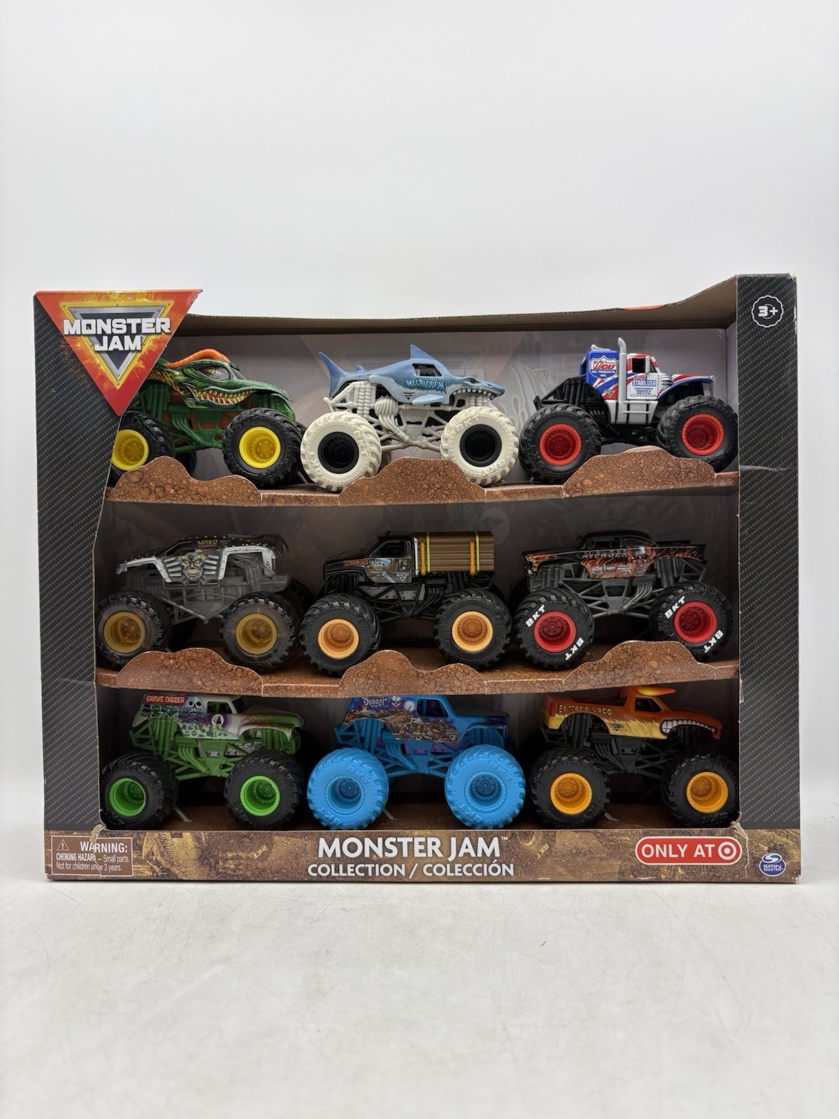 Monster Jam Monster Truck Diecast 9pk – 1:64 Scale Lumberjack Avenger Megalodon